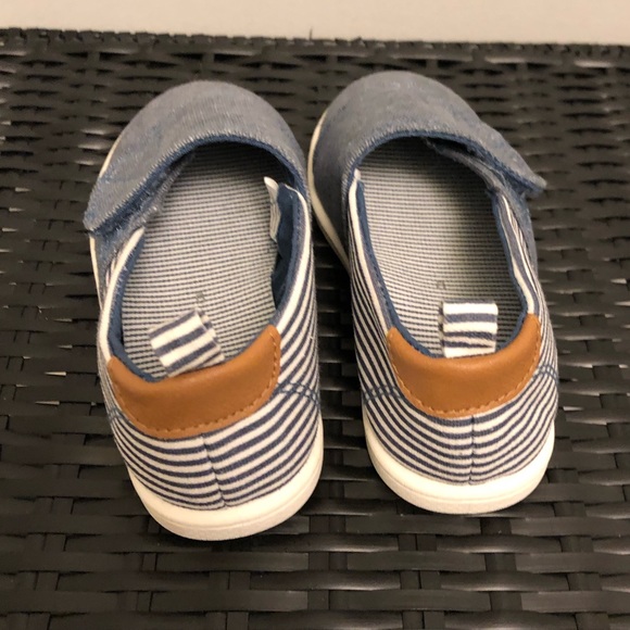 Joe Fresh 9T Denim Striped Velcro Boat Shoes - Picture 8 of 13